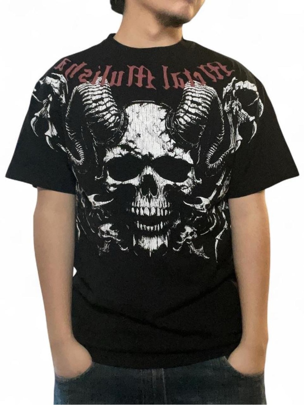 Metal Mulisha Darkness Skull Graphic Tee Black Size M‎